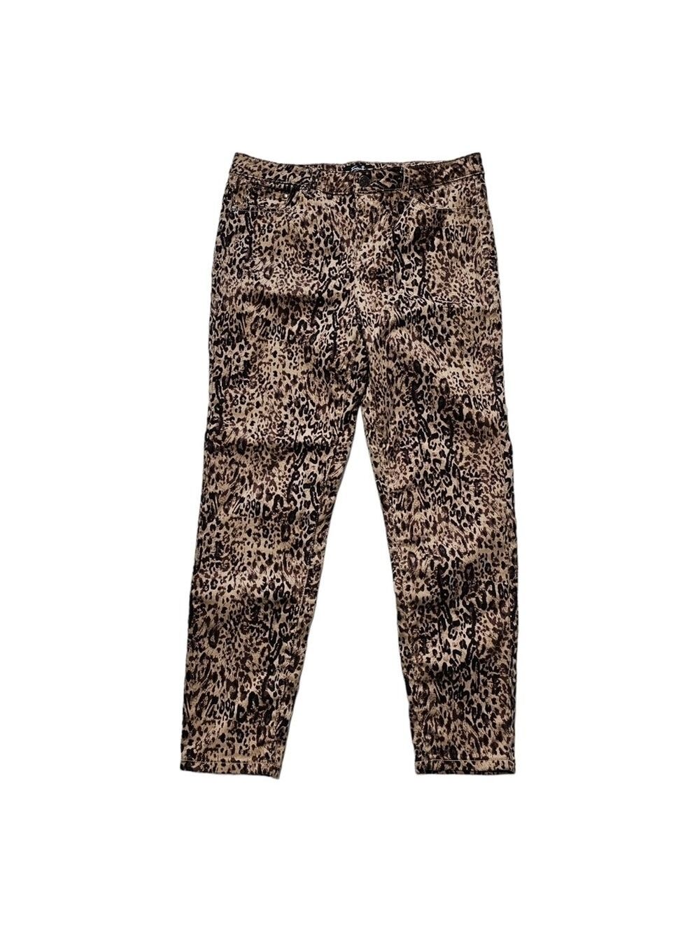 EARL JEANS Animal Print Skinny Ankle Pants Brown Black Stretch  Mob Wife Size 14